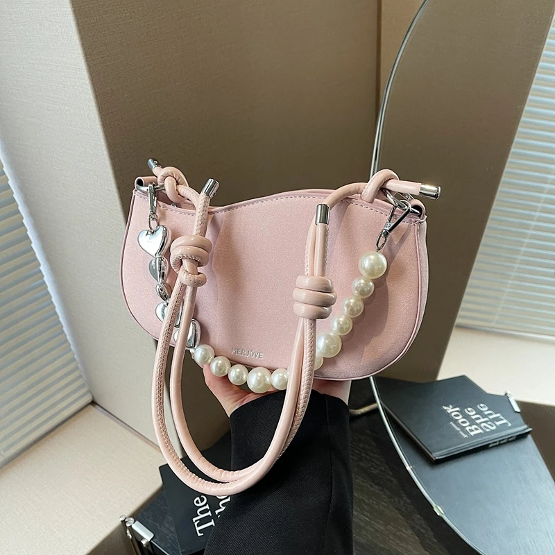 2025 Hot Selling PU Beaded Solid Color Horizontal Small Square Bag Zipper Trendy Fashion Western Crossbody Shoulder Bag