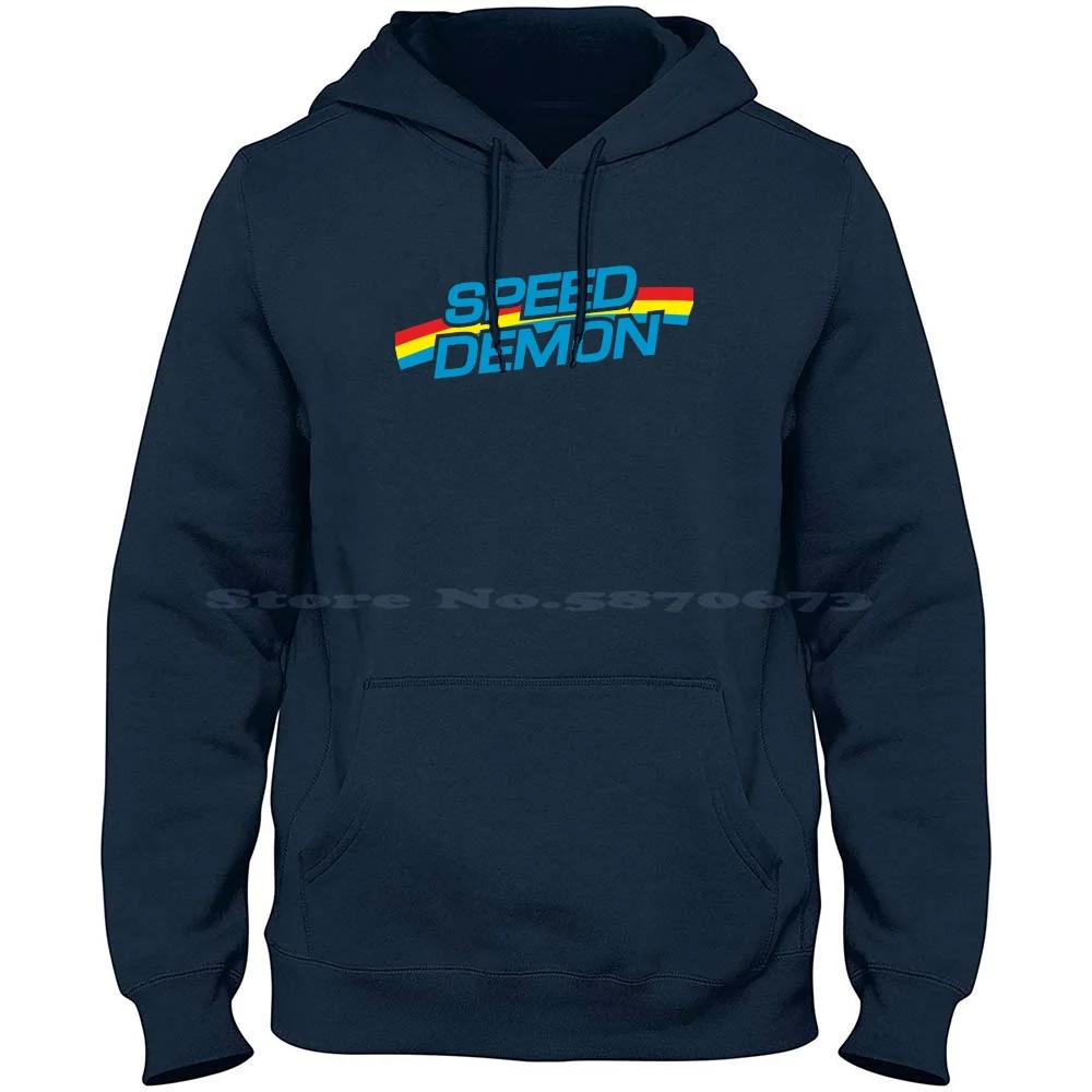 Speed Demon 100% Pure Cotton Hoodie Tshirt Colored Cyan Yellow Rainbow The Speed Demon Demon Speed Black And White Wall Logo