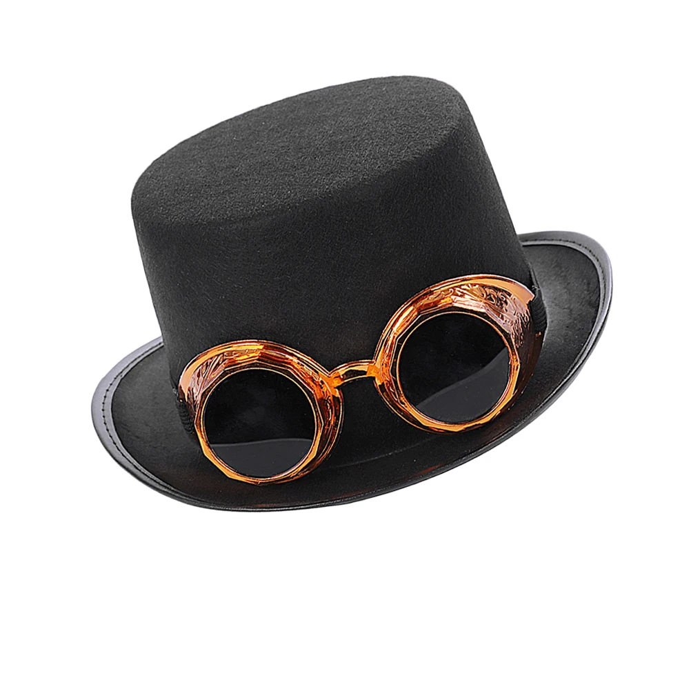 

Vintage Goth Steampunk Hat Magician Hat Cosplay Party Supplies with Detachable Goggle for Women Men Adults ( )