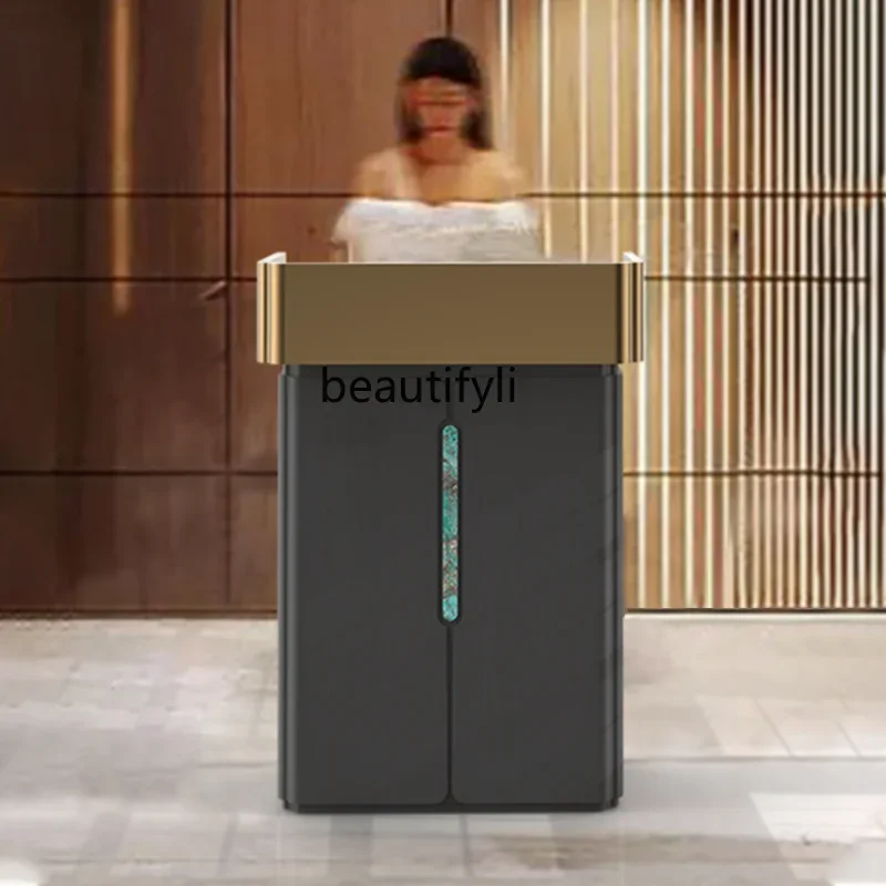 

xzzReception, simple and modern restaurant consultation New Chinese stainless steel cashier counter customization