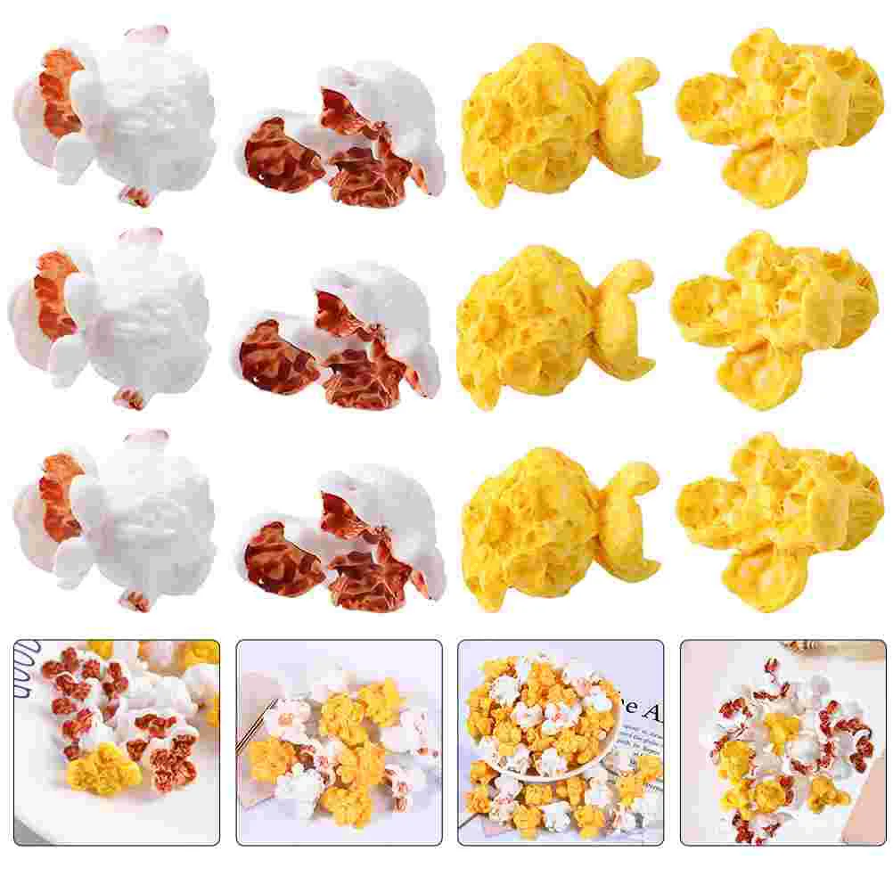 50 pezzi di popcorn artificiale mini accessorio modello elegante torta di caramelle bambino prop imitazione decorazione casa bambino in resina