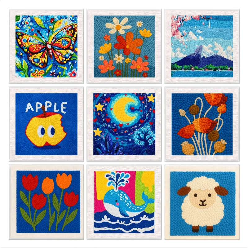 

Punch Needle Kit for Beginners Adult with Flowers Pattern, DIY Craft Punch Needle Embroidery Kit with Tool for Home Decor Cross