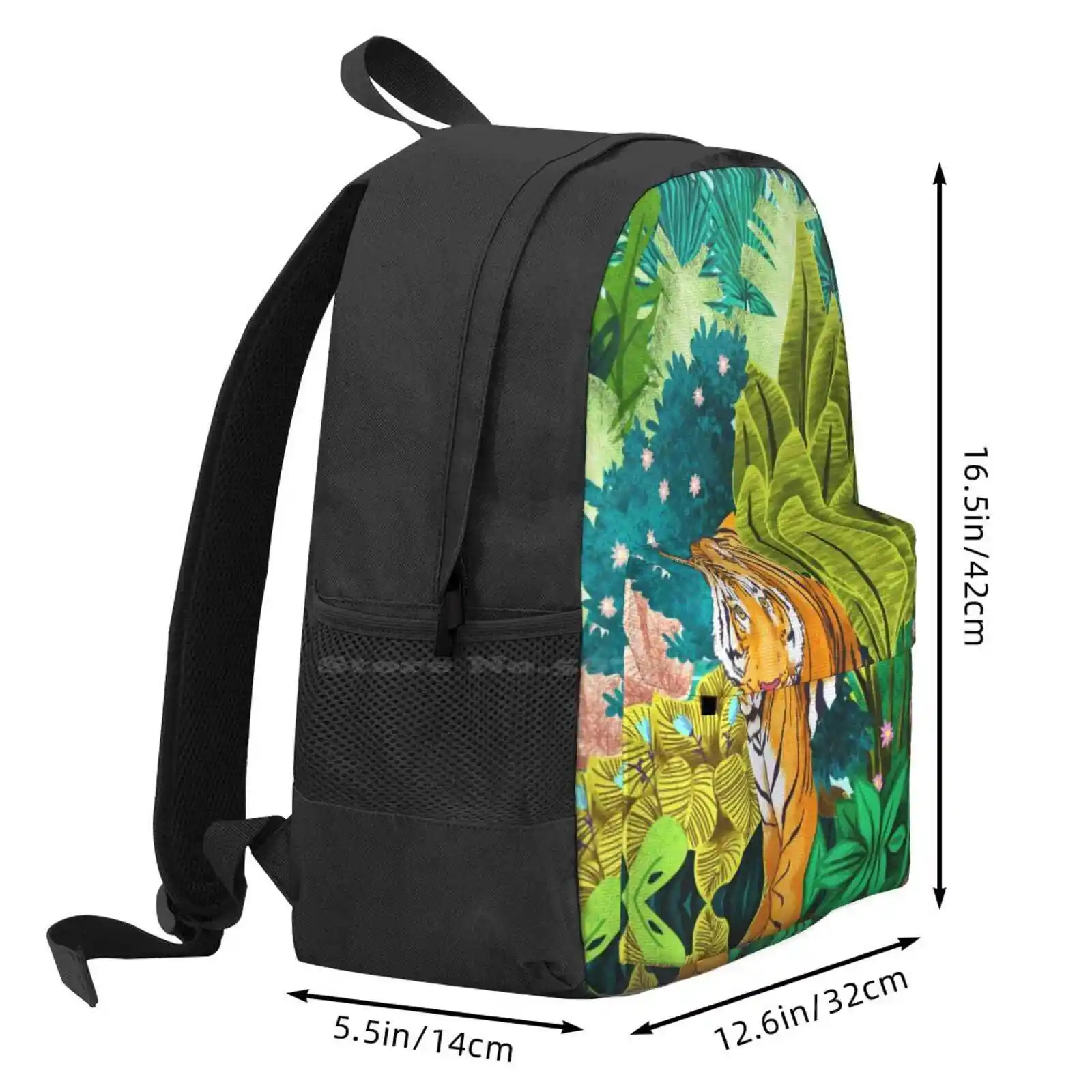 Dschungel Tiger heißen Verkauf Schult asche Rucksack Mode Taschen Aquarell Dschungel Wald Tiger Wildtier Wildnis Natur botanisch