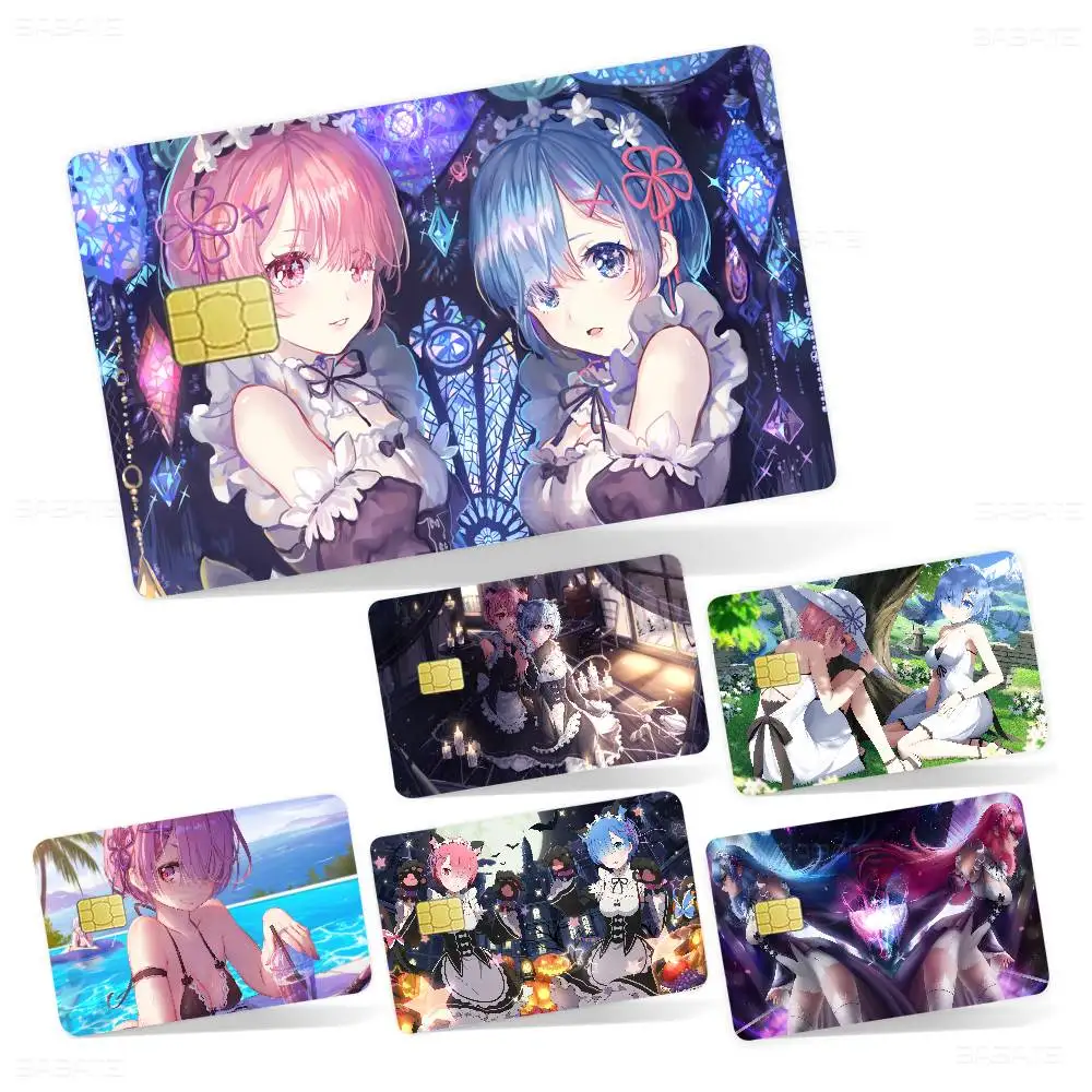 Anime Re Zero Rem Gaming Anime Front Cover Film Sticker Skin for Credit Debit Card Small Large Chip