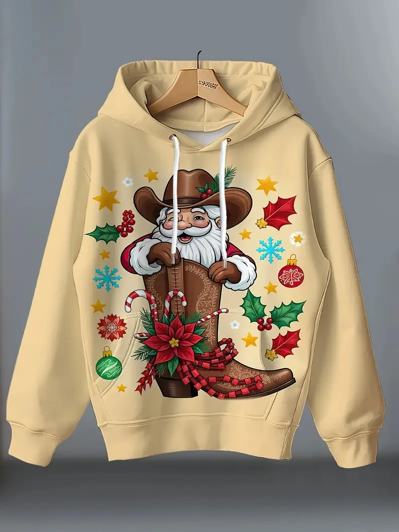 

Christmas Theme Casual Hoodies For Men Women 3D Print Santa Clause Graphic Long Sleeve Pullover Autumn Winter Streetwear Clothes