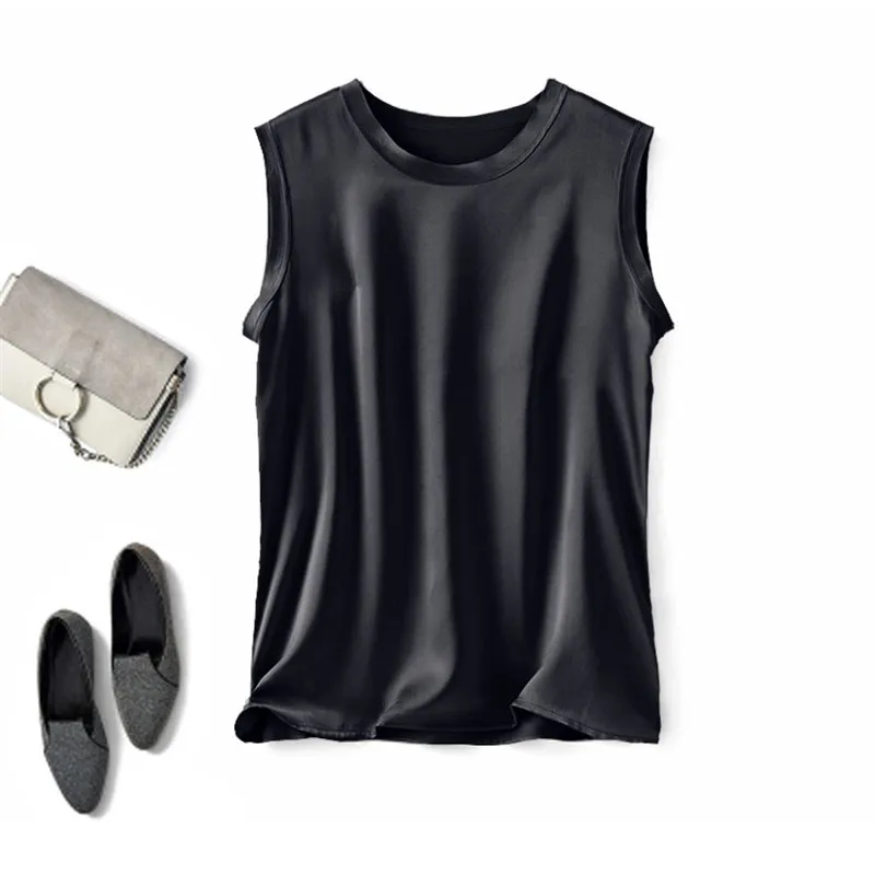 Women Korean Fashion Satin Office Lady Tank Top Summer ice Silk Tank Top Solid  comfortable elegant wild shirt Black White Pink