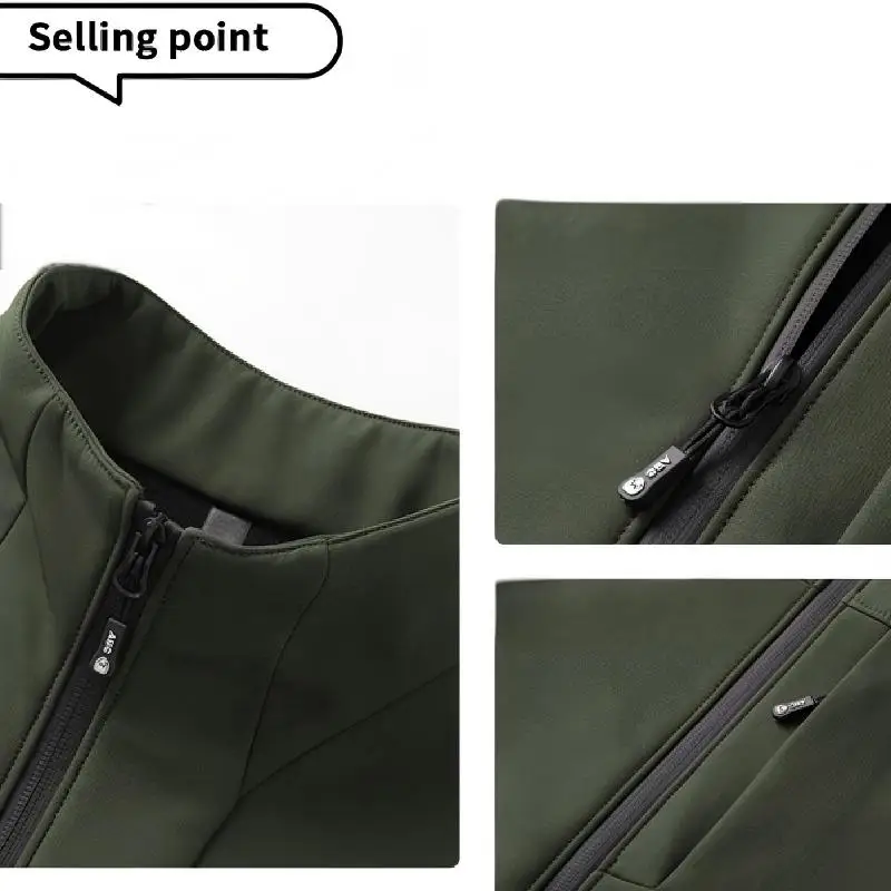 Мужская зимняя куртка с воротником-стойкой, флисовая куртка, осеннее ветрозащитное пальто, повседневная теплая верхняя одежда на флисовой подкладке с полной молнией