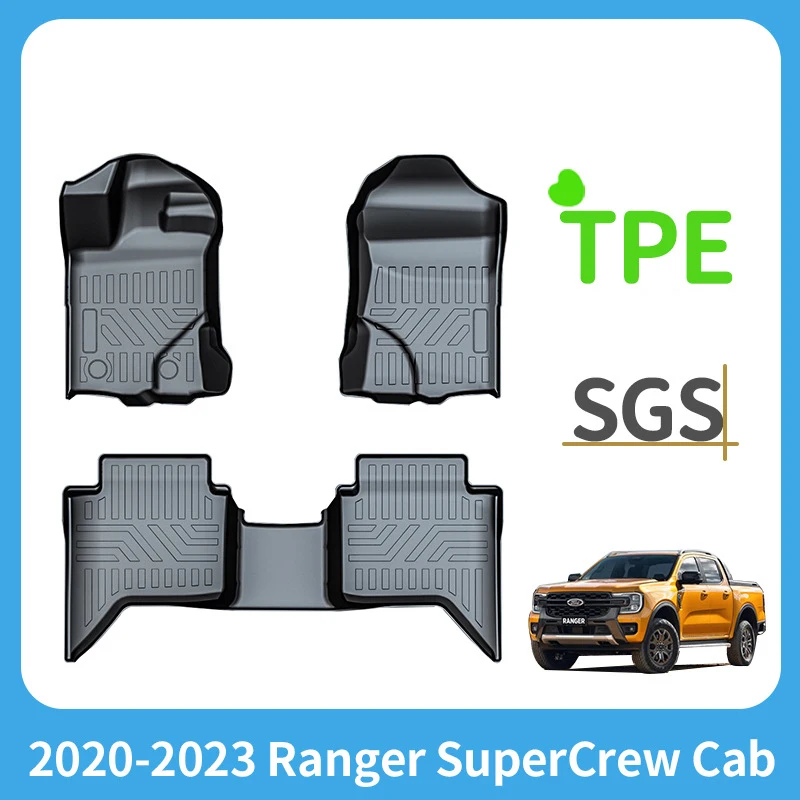 Custom Fit Car Interior Accessories TPE Floor Mat for Ford Ranger Raptor 2015-2022 for Ford EVEREST EVOS Ranger Super Crew Cab