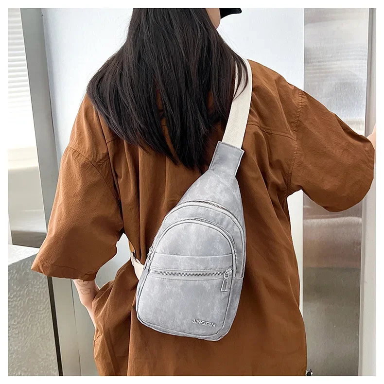 Koreanische Version Vielseitige Weiche Leder-Brusttasche für Herren Große Kapazität Reise-Umhängetasche für Damen Rucksack – Detail 5