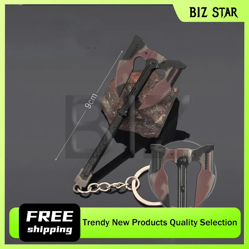 Periféricos de juego de ruptura de Arena de 9cm/3,54 pulgadas, hacha de batalla de doble filo, colgante de Metal, llavero de aleación, arma de soldado, adorno, juguete de regalo