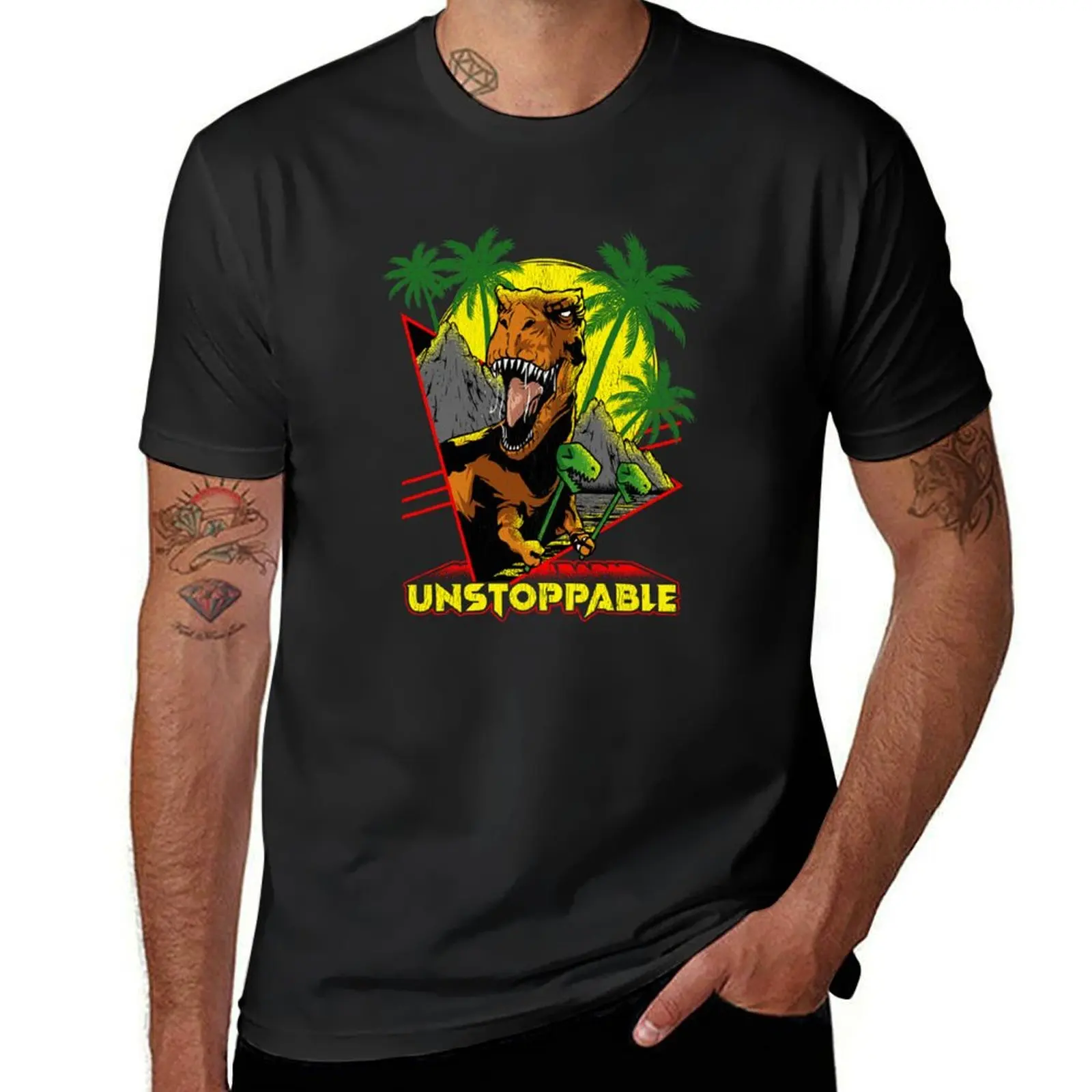 Unstoppable TRex Funny Short Dinosaur Arms Joke T-Shirt hippie clothes oversizeds Short sleeve tee men