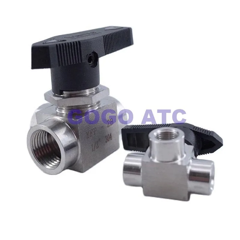 Free ship Tee Ball valve female G thread stainless steel 304 three way Horizontal Panel Switching ball valve