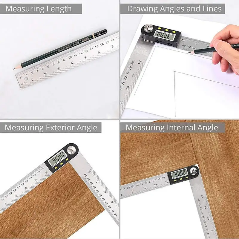 200/300/500mm Digital Protractor Angle Ruler Finder Meter Steel Goniometer Inclinometer Electron Woodworking Measuring Tool