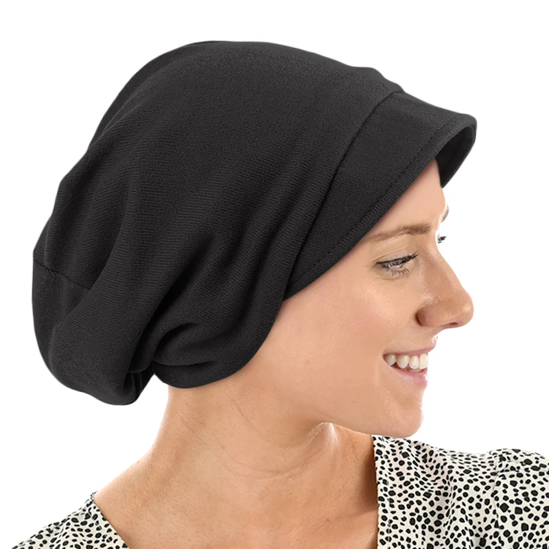 Women Soft Turban Hat With Brim Hijab Cap Lightweight Chemo Head Cover Casual Daily Head Wrap