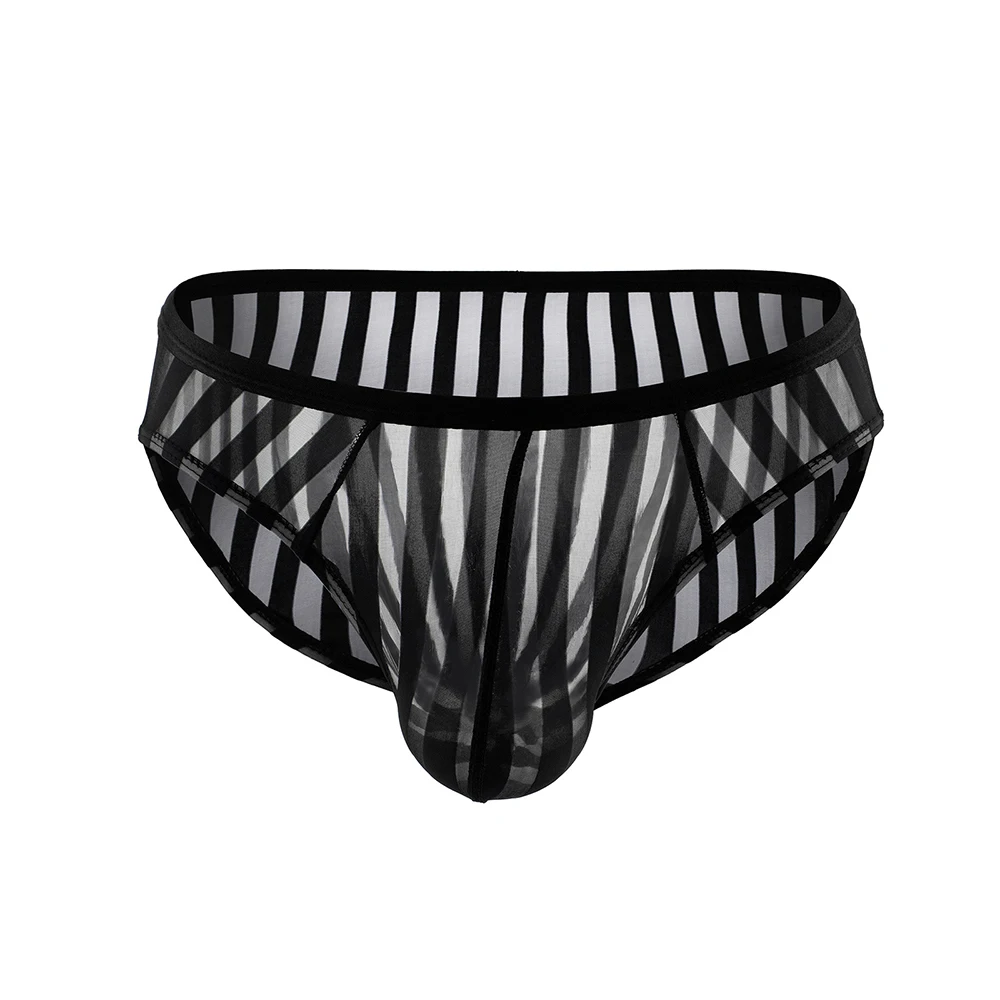 

Mens Underwear Sleepwear Plus Size Pouch Seamless See-through Sexy Sissy Striped Swimwear Transparent U Convex