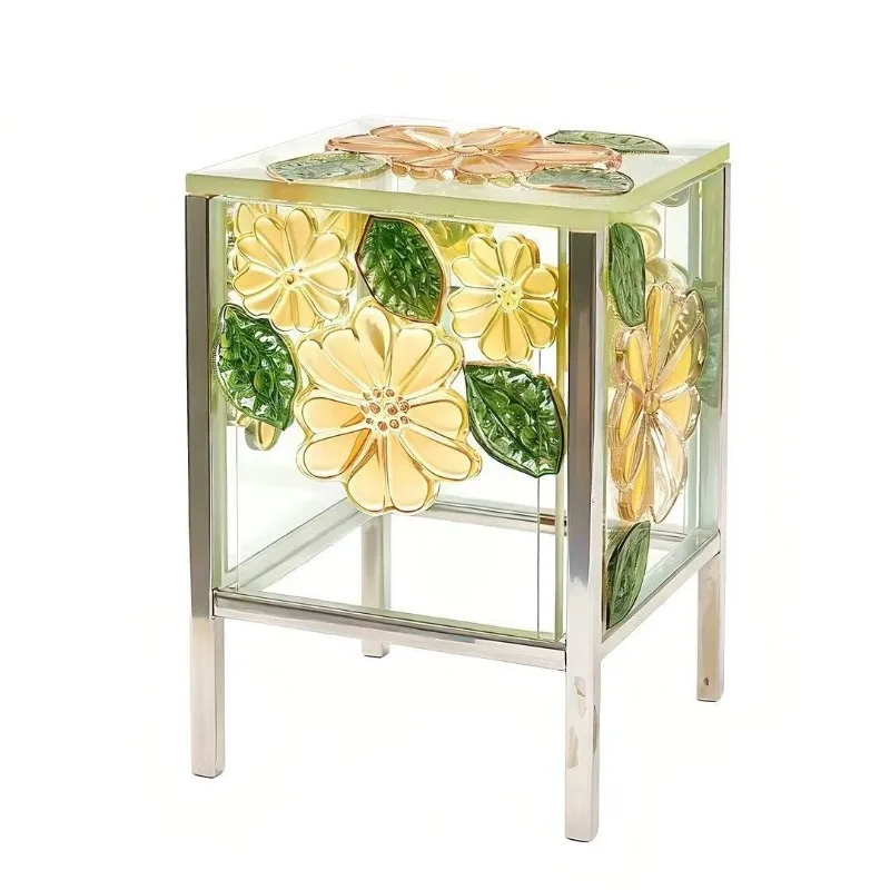 Color relief acrylic coffee table, carved corner table light luxury art living room side table B & B hotel furniture
