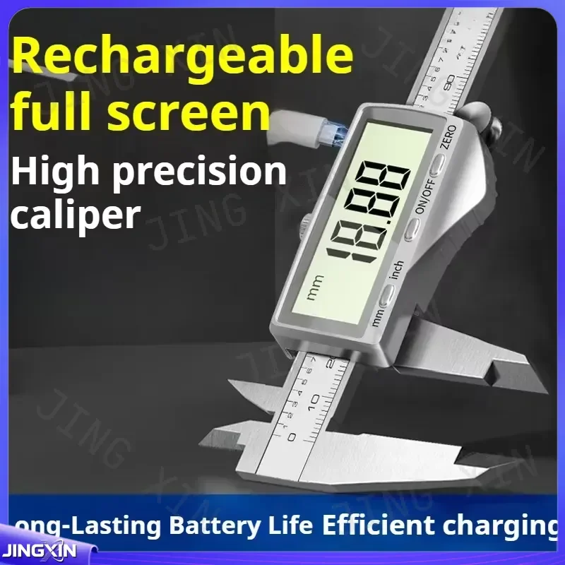 custom for Full Screen Digital Caliper Stainless Steel Electronic Vernier Caliper Rechargeable Jewelry Hobby Industrial