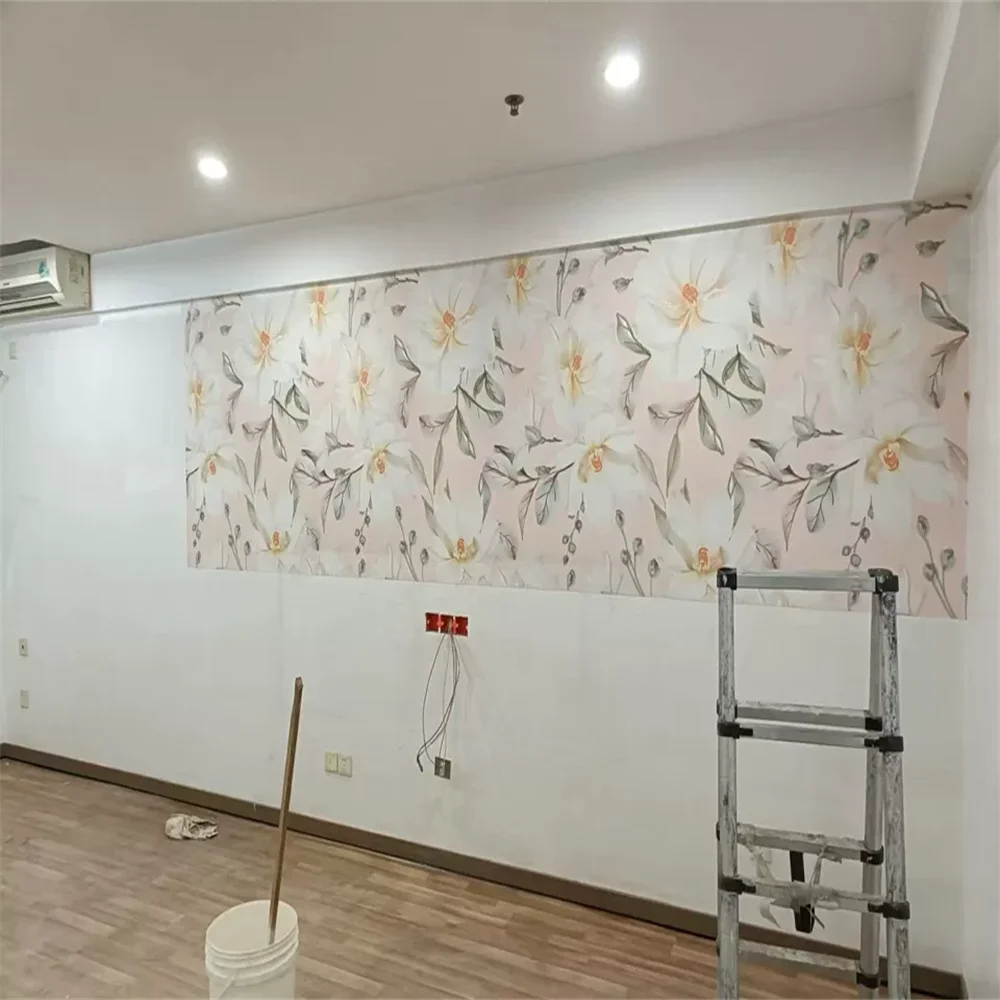 custom French wallpapers for living room TV background wall paper magnolia art wall cloth sofa background Beige flower wallpaper