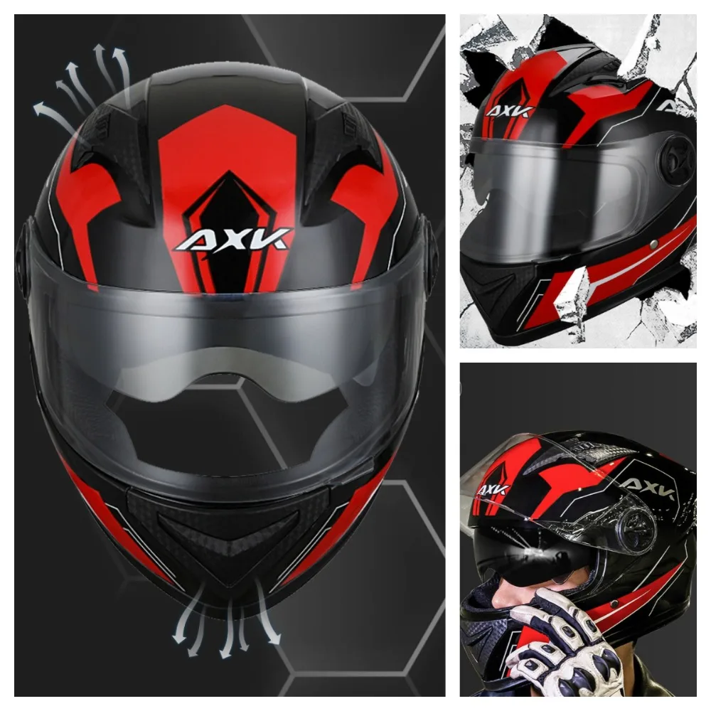 

AXK Full Face Helmet Double-layer Mirror Insulation Moto Helmet Anti Glare 54-61cm Motorcycle Riding Helmet Men Women