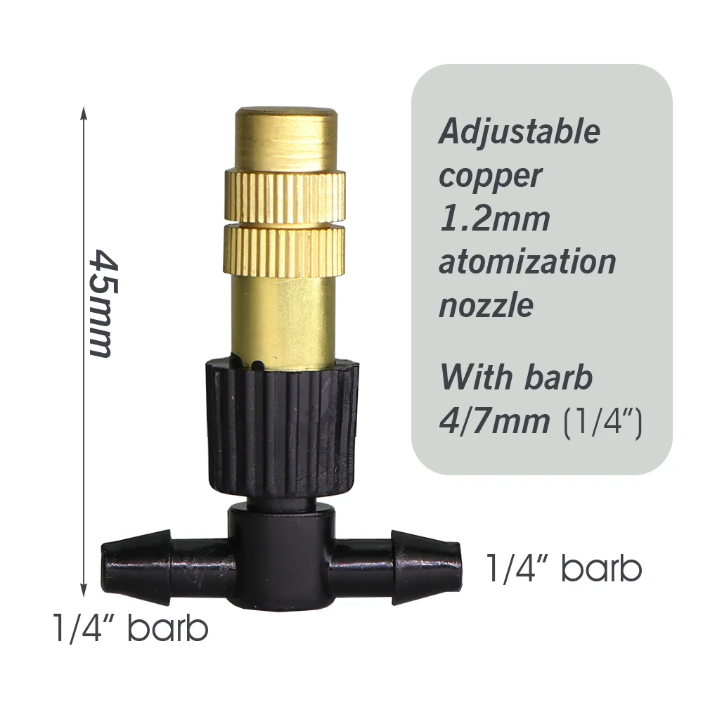 10pcs Micro Drip Irrigation Misting Brass Nozzle with 4/7mm 1/4\