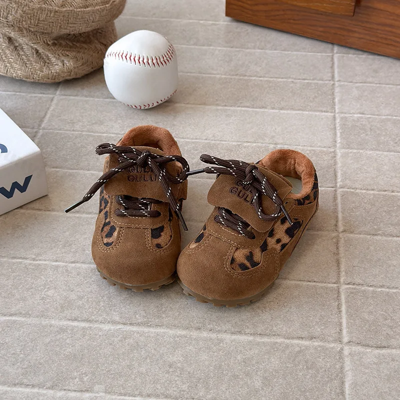 

Leopard Children's Sneakers 2025 Winter New Boys Girls Retro Leisure Sports Shoes Kids Toddler Non-Slip Comfortable Casual Shoes