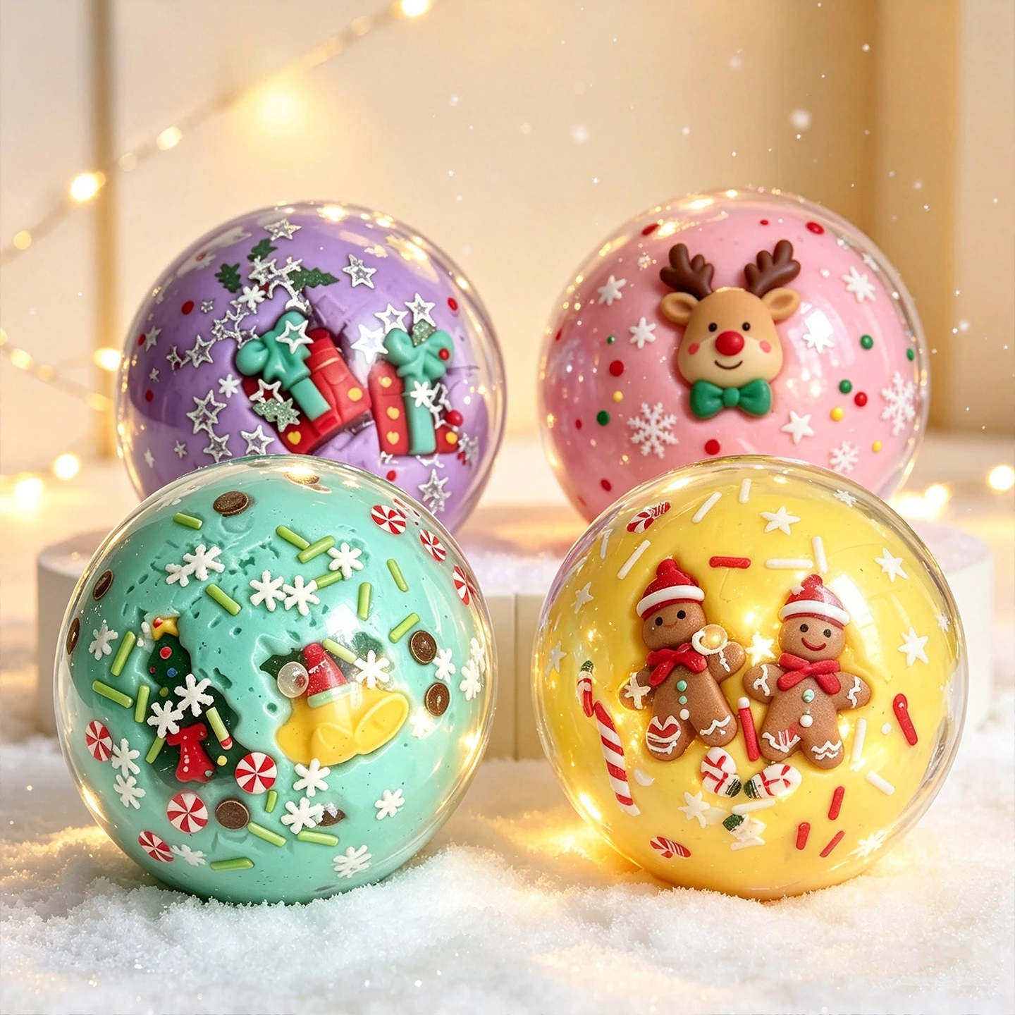 Nueva Bola de Navidad Creativa de Alta Gama Hecha a Mano, Bola Squishy de Subida Lenta, Transparente y Helada, Juguete Antiestrés y para la Ansiedad, Lindos Juguetes para Aliviar el Estrés
