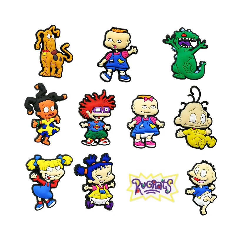 

11PCS Hot New cartoon Mischievous little brat Shoes Charm various styles PVC Decoration Detachable Waterproof For Party Gifts