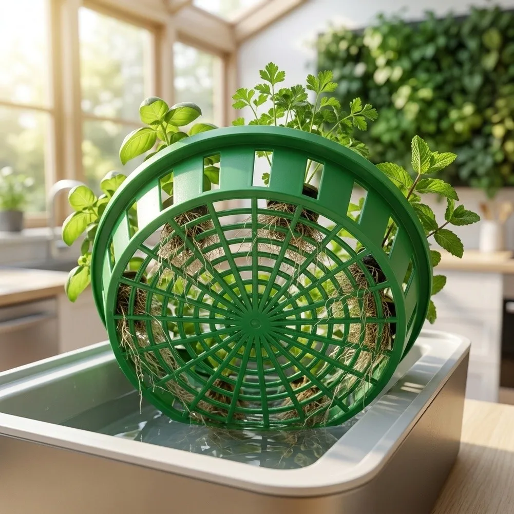 Plastic Wicker Plant Basket Set of 5 for Gardening Decorative Planters with Openwork Design Lightweight Construction