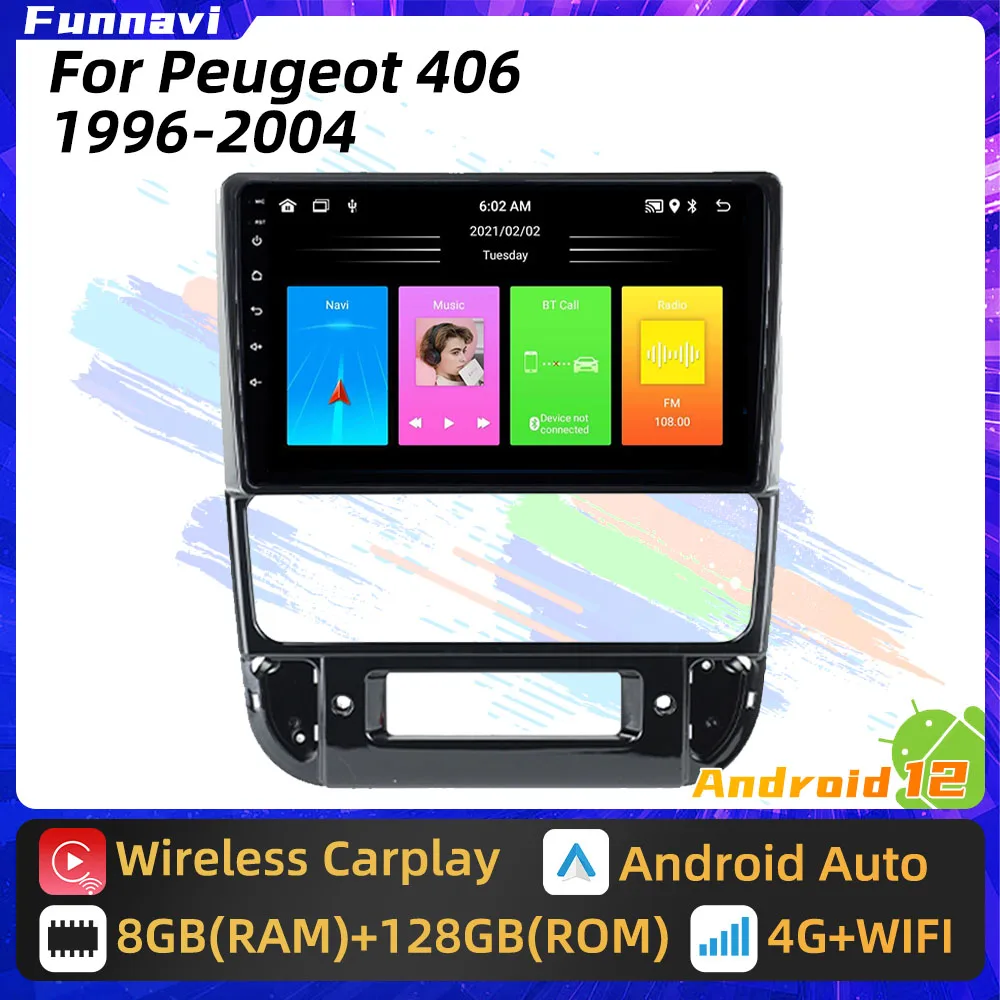 Autoradio Multimedia for Peugeot 406 1994 – 2005 2 Din Android Radio Carplay Stereo GPS Navigation Head Unit Android Auto WIFI