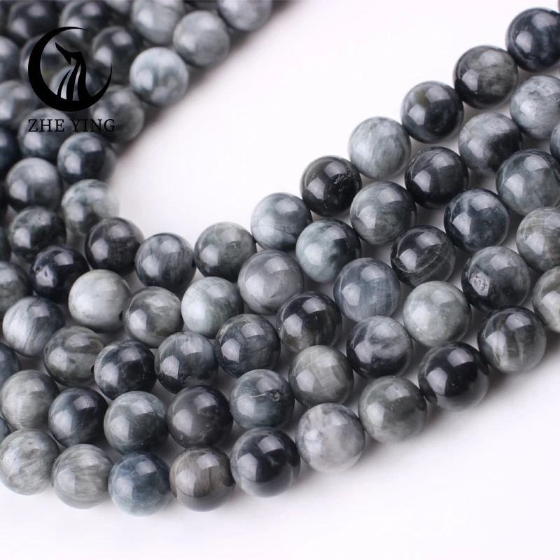 Natural Eagle Eye Stone Beads AAA Hawk\'s Eye Stone 6 8 10mm Round Loose Spacer Beads For Bracelets Necklace DIY Jewelry Making