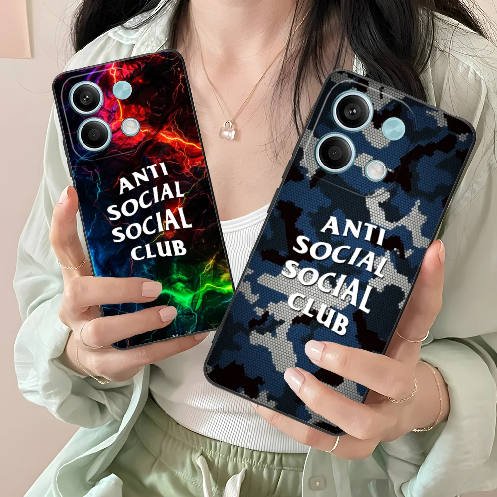 Mobile Social Club Phone Case for Xiaomi Redmi Note 13 12 11 10 9 8 7 6 S A Pro Lite Plus 5G Black Cover Smartphone Cellphones