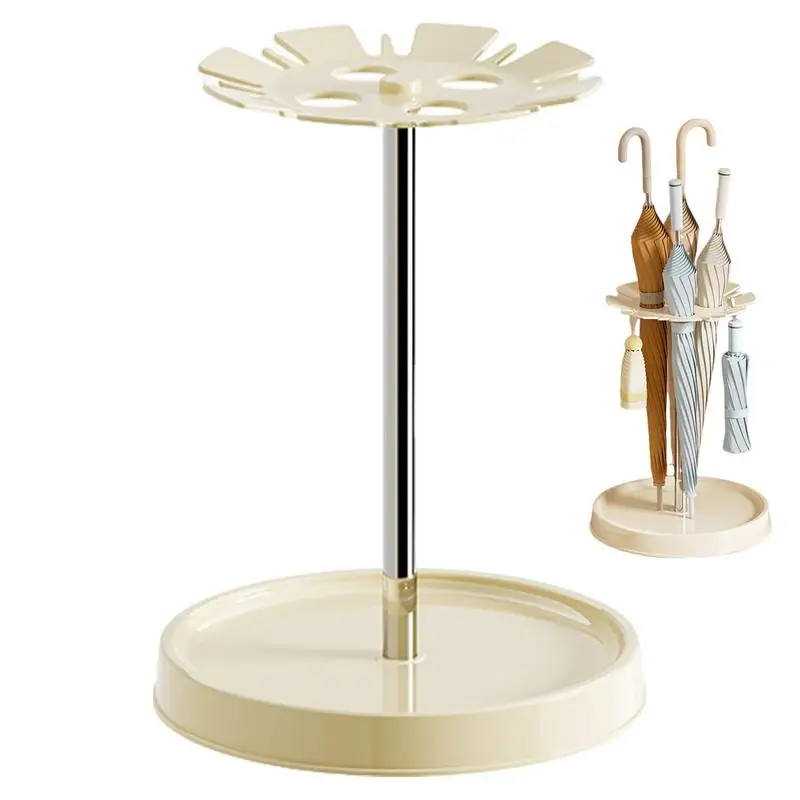 Umbrella Stand Holder Round Rustproof Steel Umbrella Holder With 4 Slots Stable Base Freestanding Entryway Umbrella Rack Indoor