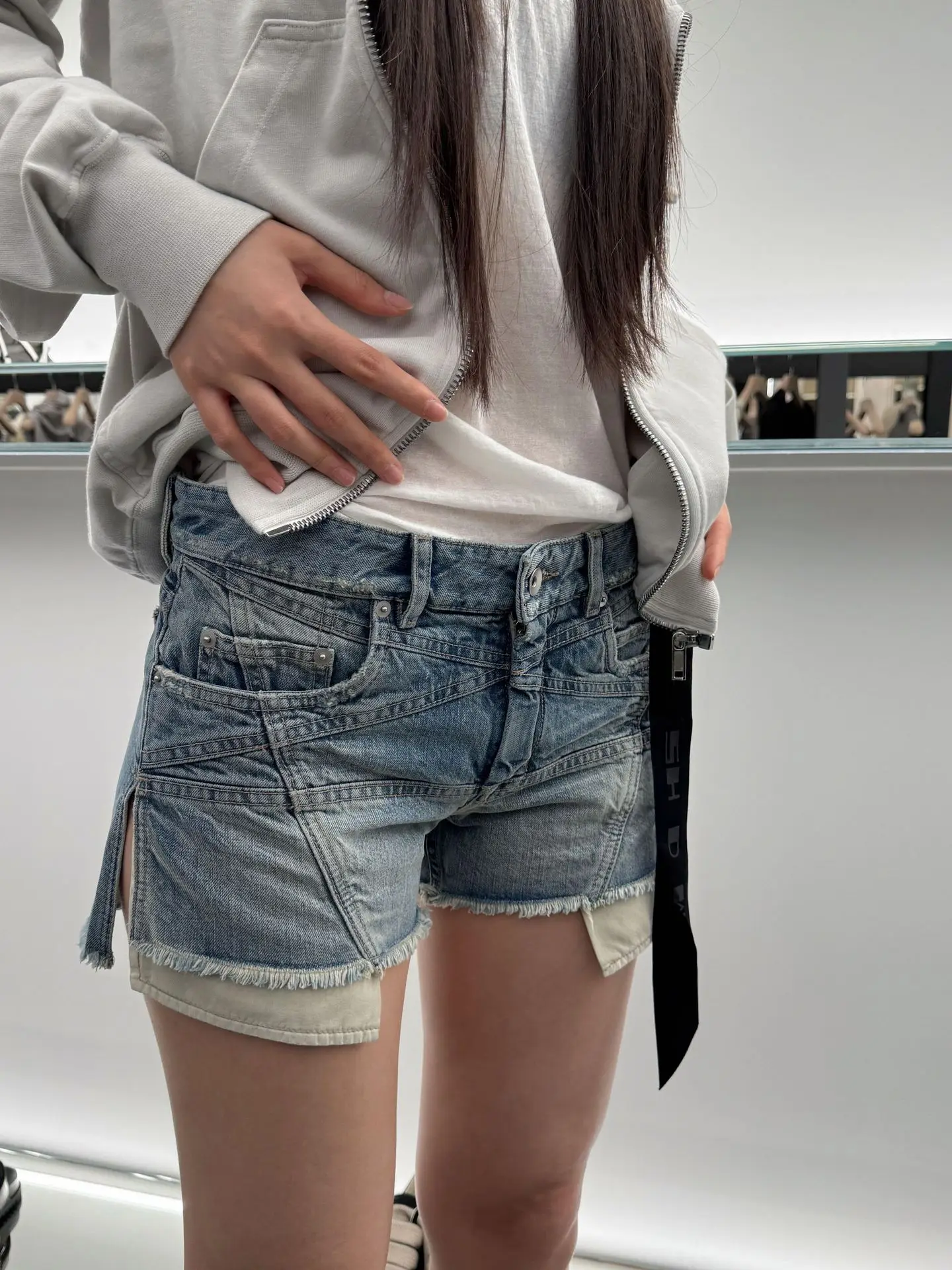 Owen Seak Women's Casual Short Summer Gothic Women High Street Wear Trumpet Mermaid Jeans Short