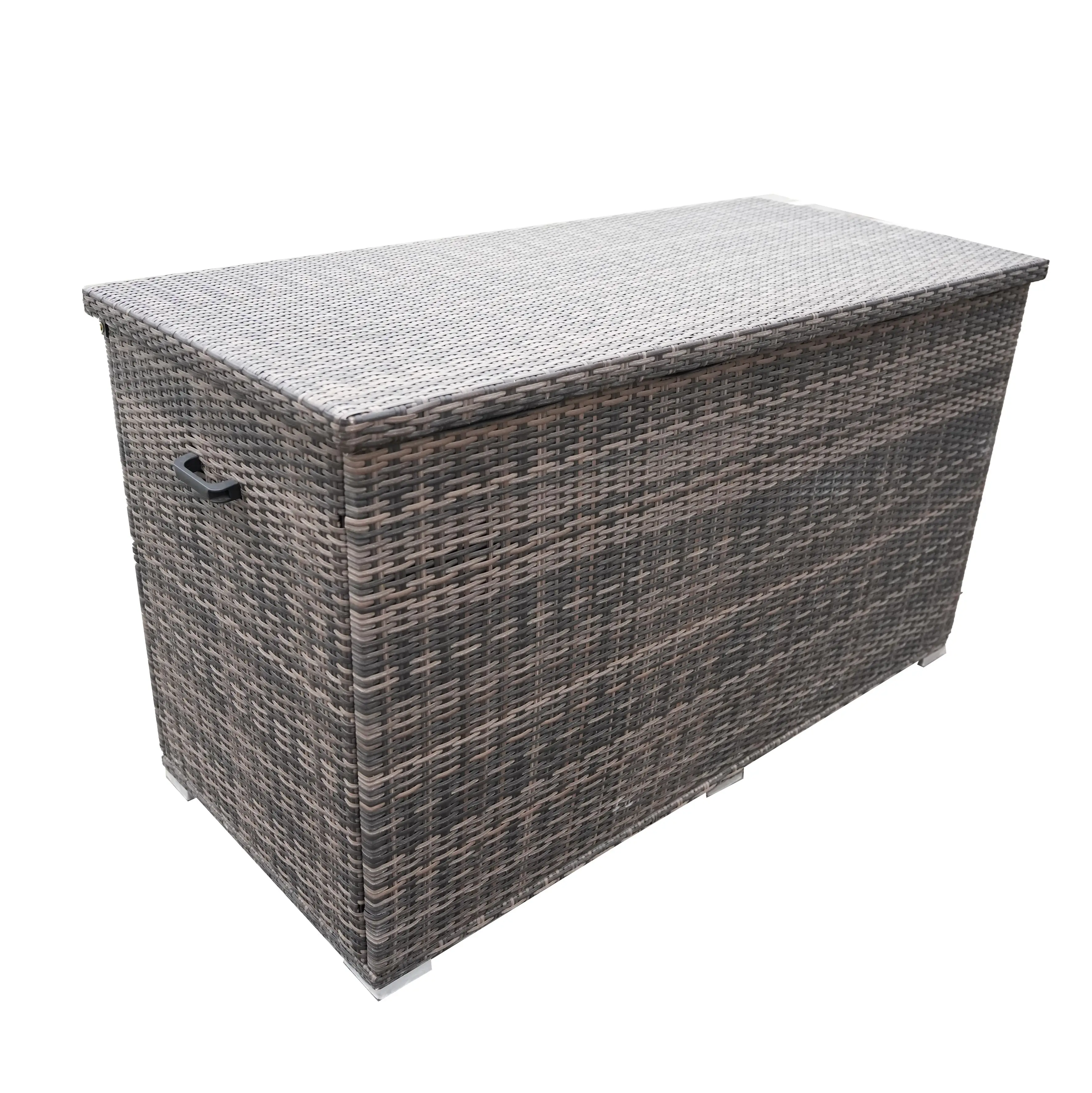 

Balcony Terrace Large Capacity Steel Mat Garden Wicker Container Waterproof Sunscreen Pe Rattan Woven Storage Box