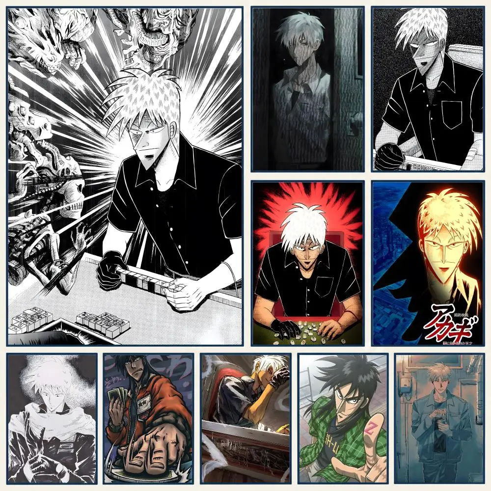 Calculated Tense Anime Akagi Poster Frameless PP Self Adhesive Aesthetic Room Gift Decor
