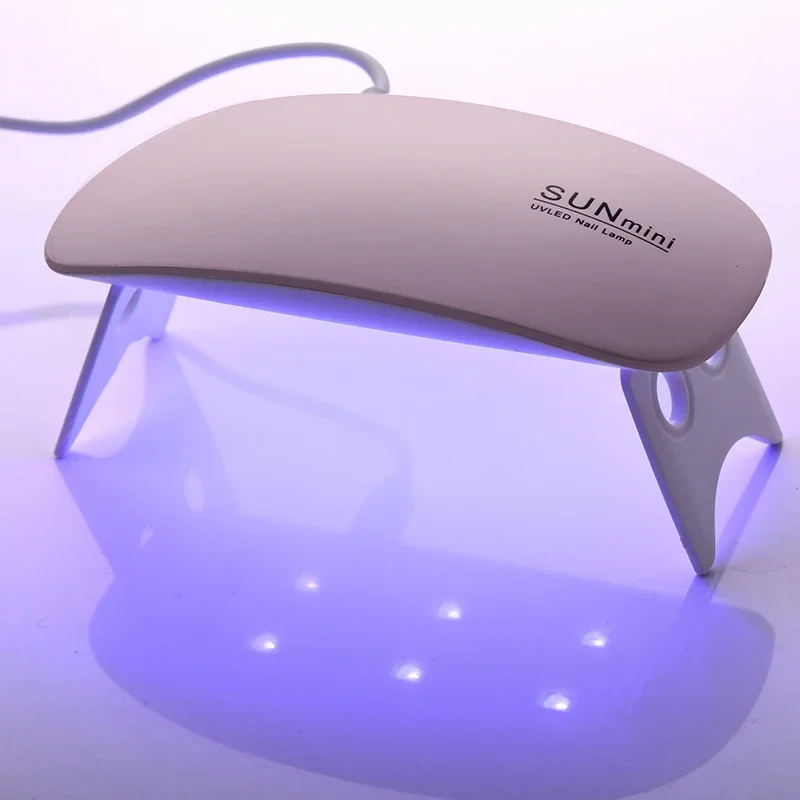 Portátil Mini UV lâmpada LED prego, Gel polonês secador máquina curada, cabo USB, casa unhas ferramenta seca para verniz Gel, rosa e branco, 6W