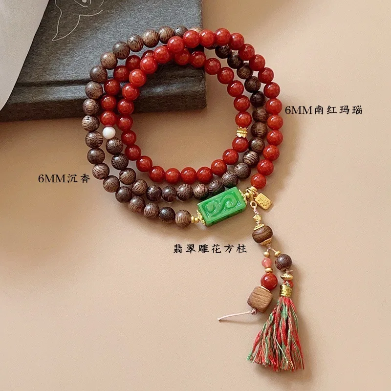 agate-rouge-du-sud-multicouche-et-bois-d'agar-pour-femmes-nouveau-bracelet-de-style-chinois-a-colonne-carree-sculptee-en-jade-avec-un-sens-de