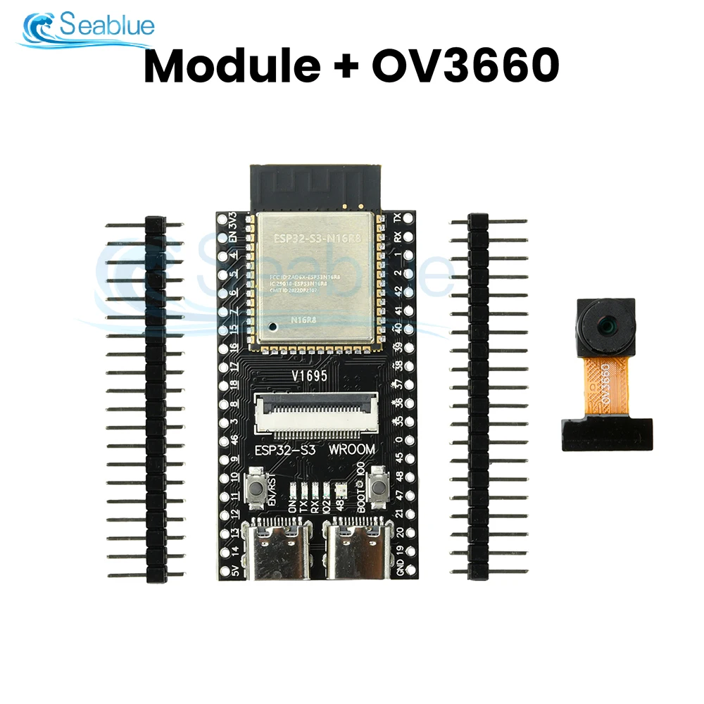 لوحة تطوير ESP32-S3 مع كاميرا OV2640/OV5640/OV3660 وحدة بلوتوث واي فاي منخفضة الطاقة مزدوجة من النوع C لمشاريع إنترنت الأشياء