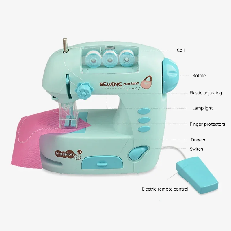 Electric Mini Sewing Machine Kids Toy Mini Furniture Toy Educational Toys DIY Creative Gifts Children Gift Pretend Play Games