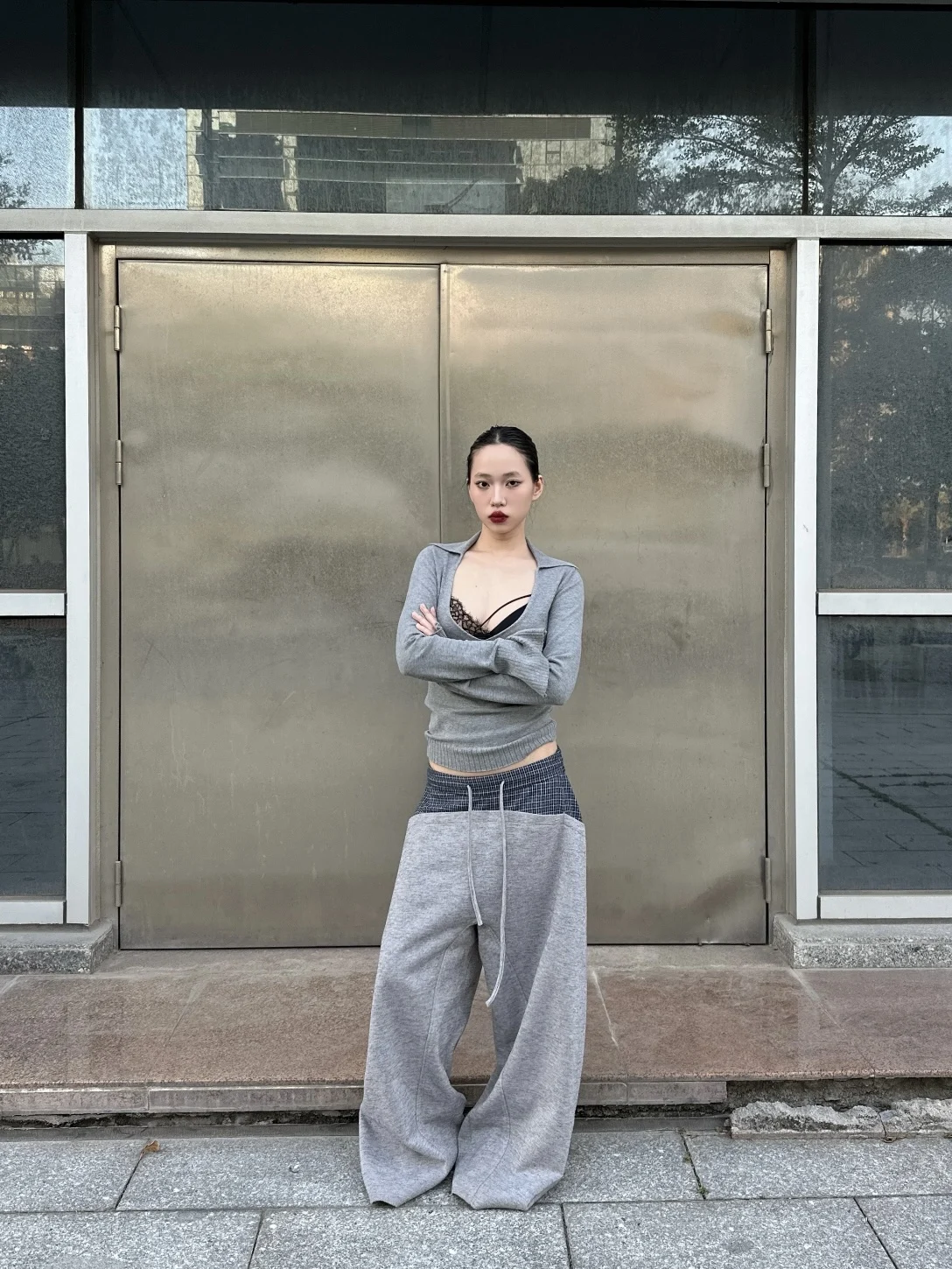 

Оригинальный корейский женский вязаный свитер TheLike с V-образным вырезом и длинными рукавами, облегающий базовый слой для повседневной носки