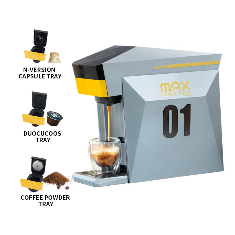 3-in-1 Capsule Coffee Machine Multi-Function Espresso Maker Cappuccino Machine Compatible with Mainstream Coffee Capsules