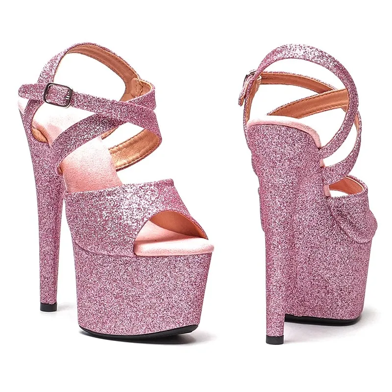 LAIJIANJINXIA Glitter Uppre nuevo Color Sandalias de tacón alto 17 cm/7 pulgadas modelo Sexy zapatos de espectáculo y zapatos de baile de barra 101