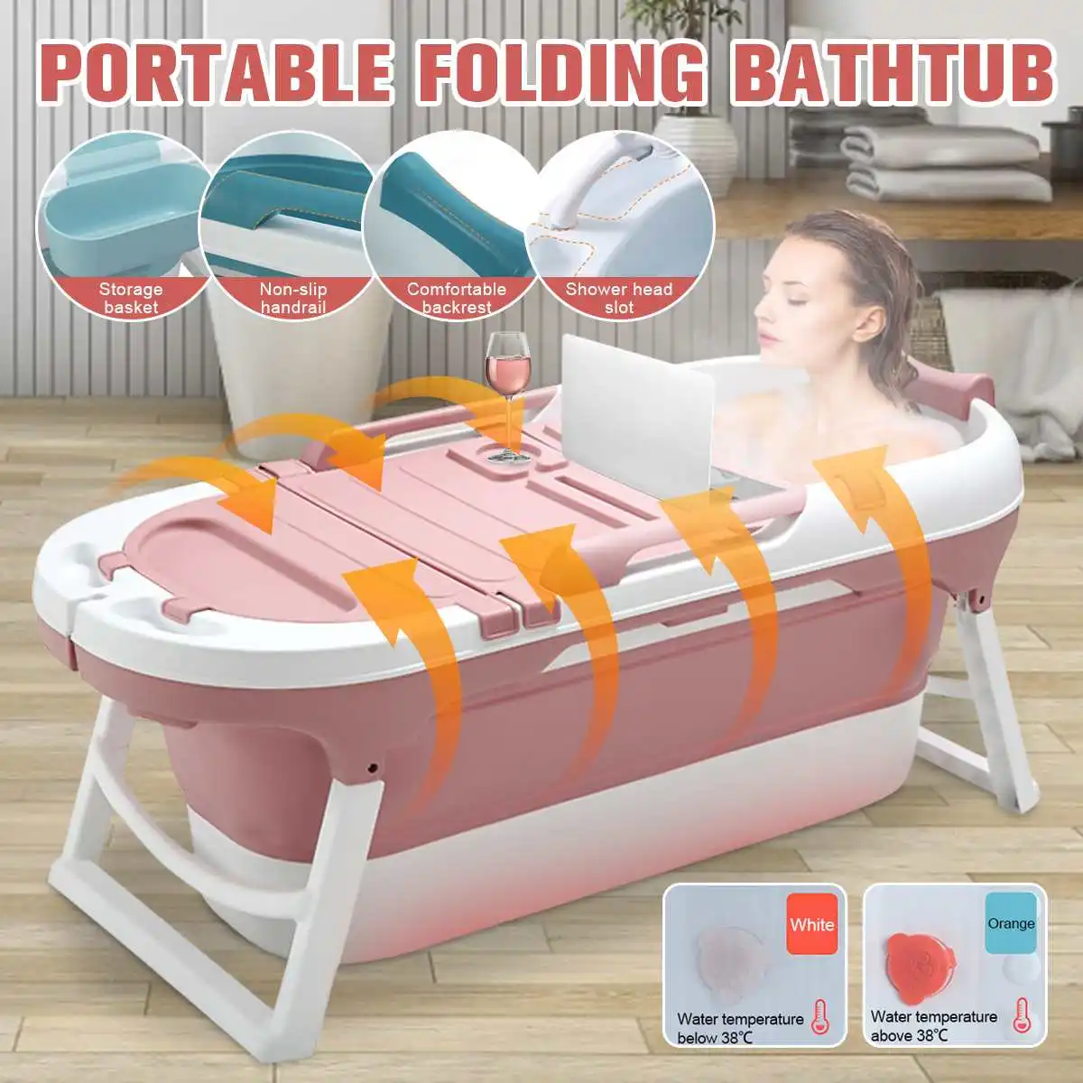 1.4m Large Portable Folding Bathtub Bucket Adult/Baby Children Swimming Pool Barrel Adult Sit Home Sauna SPA Full Body Bucket