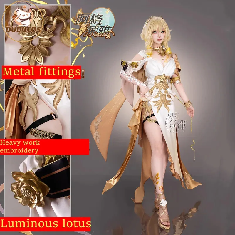 

DUDU SR Honkai Star Rail Aglaea Cosplay Costume Wig Dress Headwear Rings Amphoreus The Goldweaver Halloween Party Props Carnival