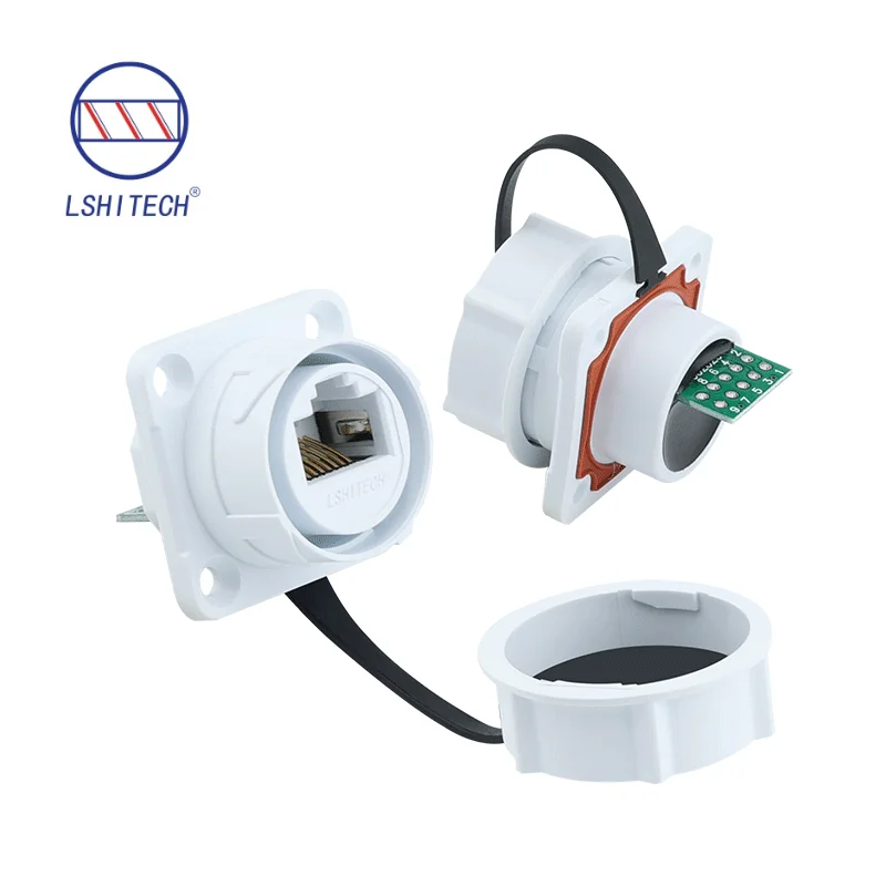 Lshitech Quick Connect Nylon M21 RJ45 Connector Waterproof Network Connectors High Reliability for Industrial Ethernet