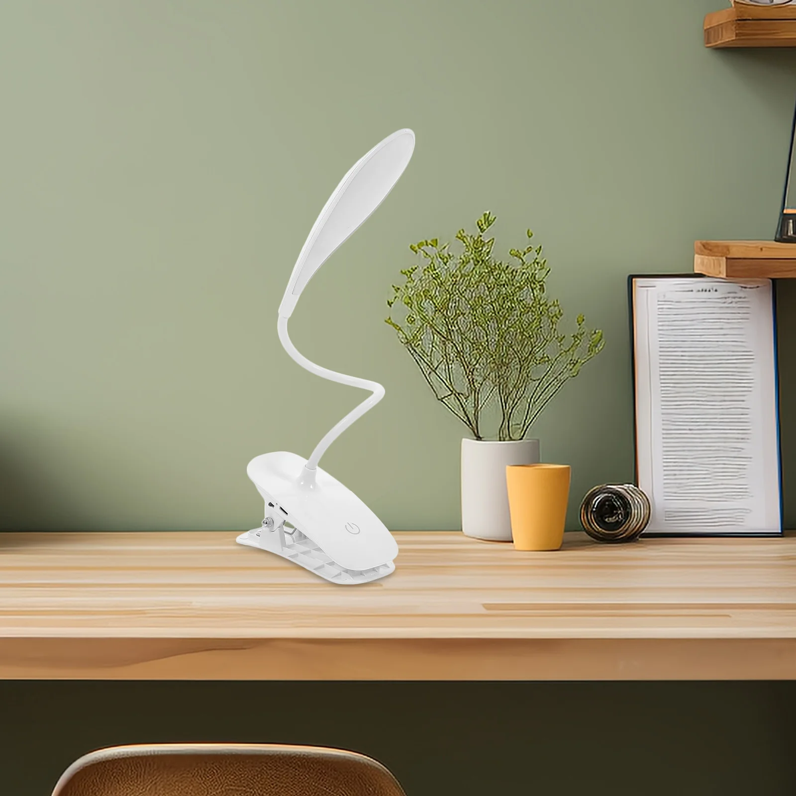 

Folding Led Desk Lamp 3-Level Brightness Touch Switch Usb Powered Rechargeable Clip Light For Bed Desk Computer Study
