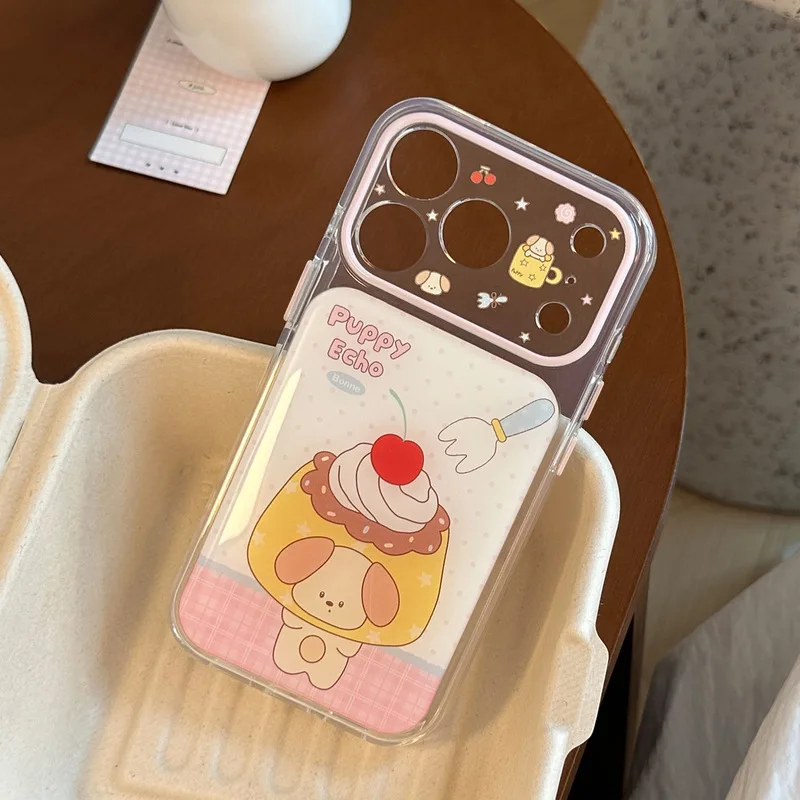 Pudding Puppy Pattern Double Layer Soft TPU Shockproof Anti-drop Anti-fingerprint Phone Case for iPhone 17 16 15 14 Pro Max