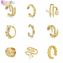 1PC 24K Gold Plated Silver Minimalist Metal Clip on Earrings for Women Simple Ear Cuff Without Piercing 2023 Jewelry Wholesale