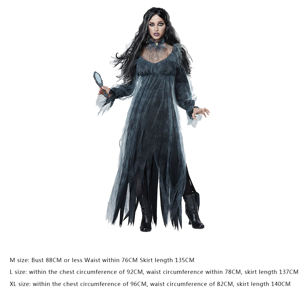 Turn Into Spooky Ghosts Bride With Costume Skin-Friendly Polyester Non-Toxic Halloween Costume Dress