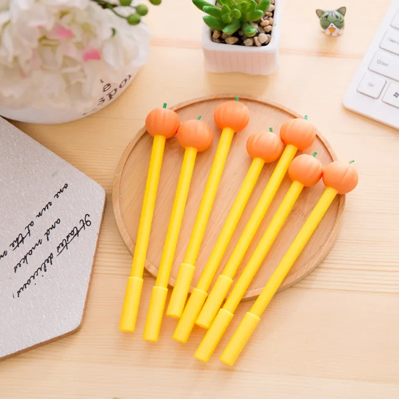 

50 шт. креативная бумага с черной ручкой 0,5 мм, ручка для подписи для студентов, гелевая ручка с тыквой и овощами, канцелярские принадлежности Kawaii, школьные принадлежности